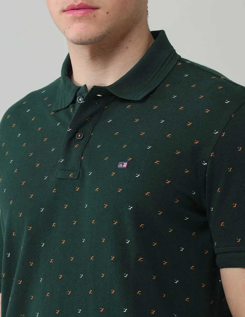 Arrow Green All Over Printed Regular Fit Polo Shirt for Men | Best Price UAE