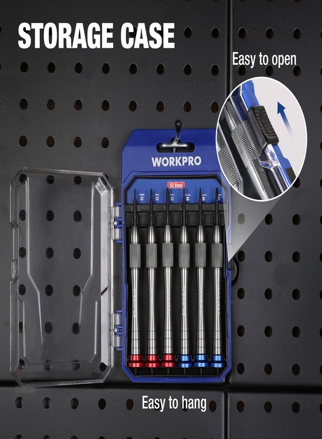 WORKPRO 6-Piece Magnetic Screwdriver Set, S2 Alloy Steel, 3 Phillips and 3 Slotted Tips Small Screwdriver Repair Tool Kit, Good for Phone, Computer, Watch, Eyeglass, Electronic - Image 5