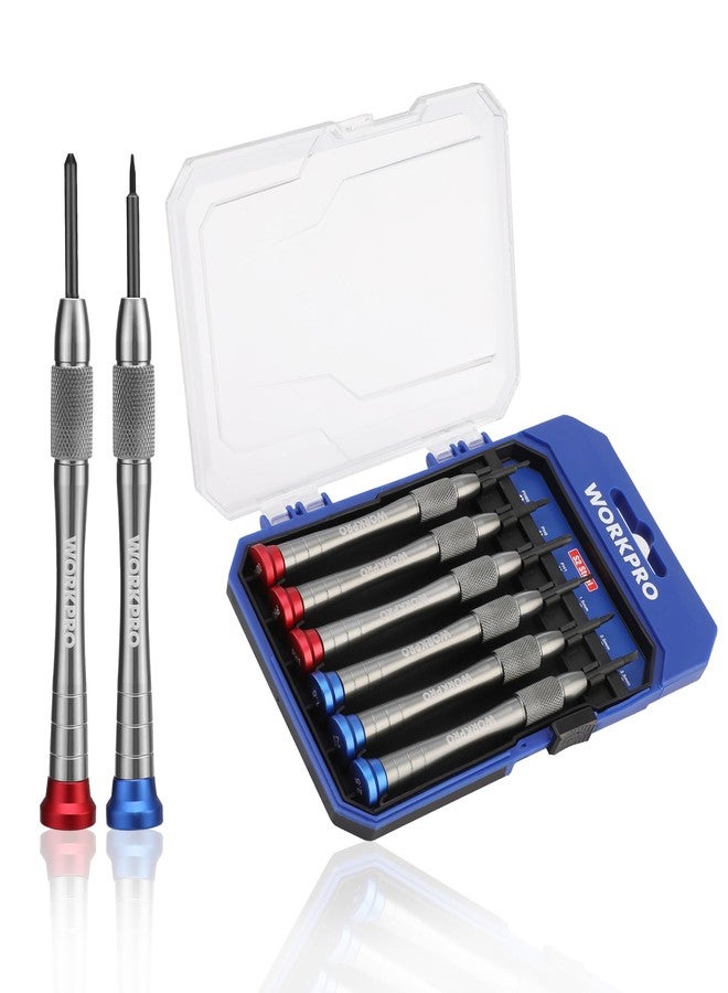 WORKPRO 6-Piece Magnetic Screwdriver Set, S2 Alloy Steel, 3 Phillips and 3 Slotted Tips Small Screwdriver Repair Tool Kit, Good for Phone, Computer, Watch, Eyeglass, Electronic - Image 1