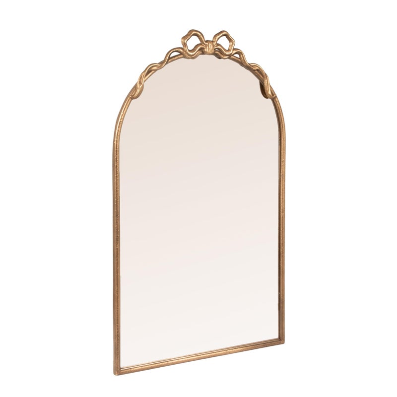 Creative Co-Op Arched Gold Iron Mirror with Decorative Bow - Image 1