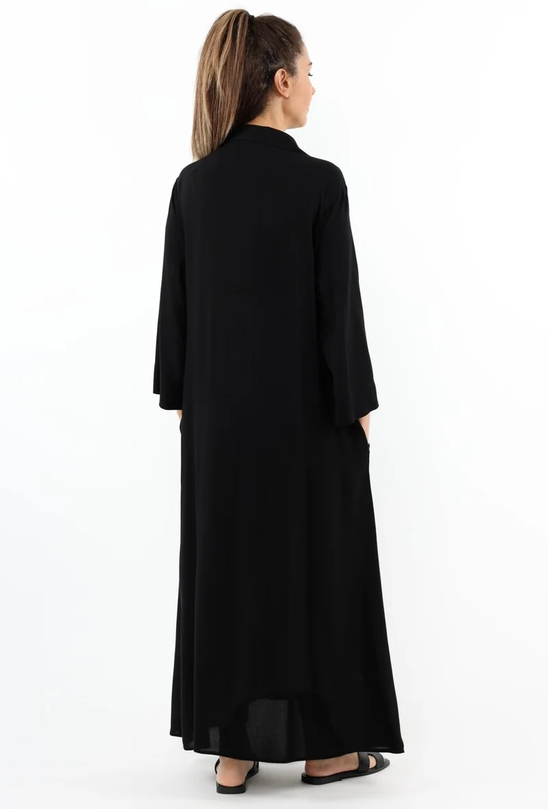 Ritnice Prive Shirt Collar Viscose Black Long Summer Dress