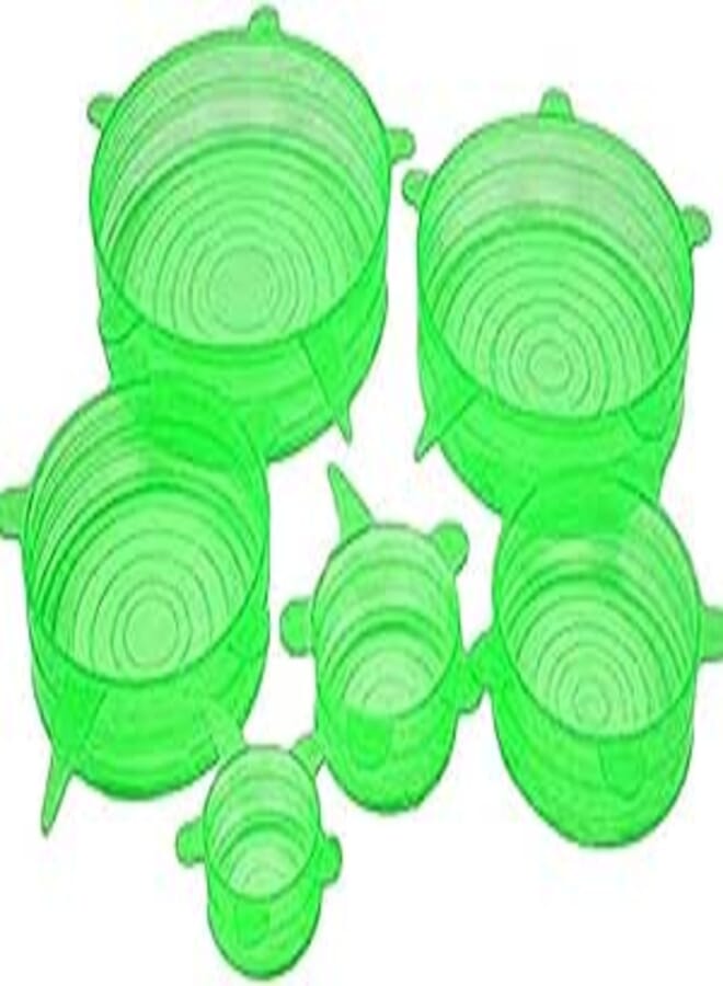 Silicone Stretch Fresh Food Cover Stretch Lids, 6 Pack of Various Sizes green