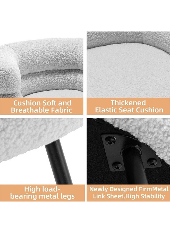 Taimi Elegant Design Boucle Chair, Bedroom Vanity Chair, Boucle Chair for Living Room and Office - Grey  - Image 5