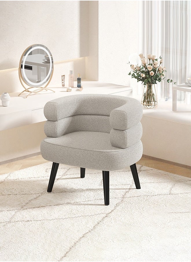 Taimi Elegant Design Boucle Chair, Bedroom Vanity Chair, Boucle Chair for Living Room and Office - Grey  - Image 1