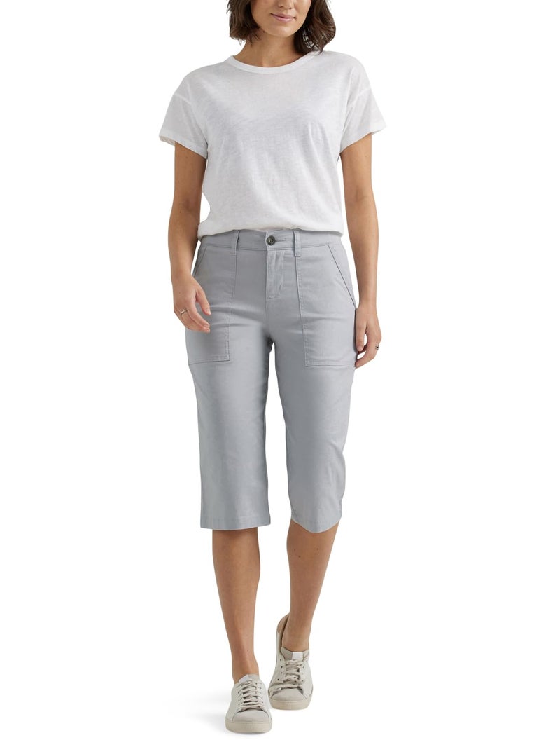 Lee Women's Ultra Lux Comfort with Flex-to-Go Utility Skimmer Capri Pant Material Gray 12 - Image 2