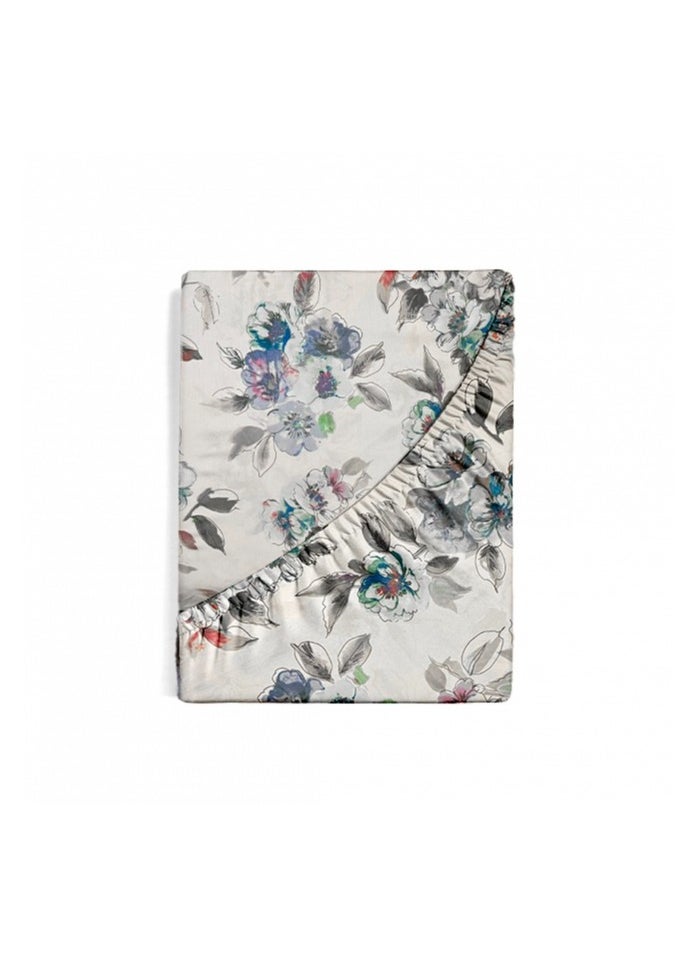 Linen Thread 1-Piece Solid Fitted Sheet Flowery Single Double Queen Size Made With High Quality 96GSM Microfiber  - Image 2