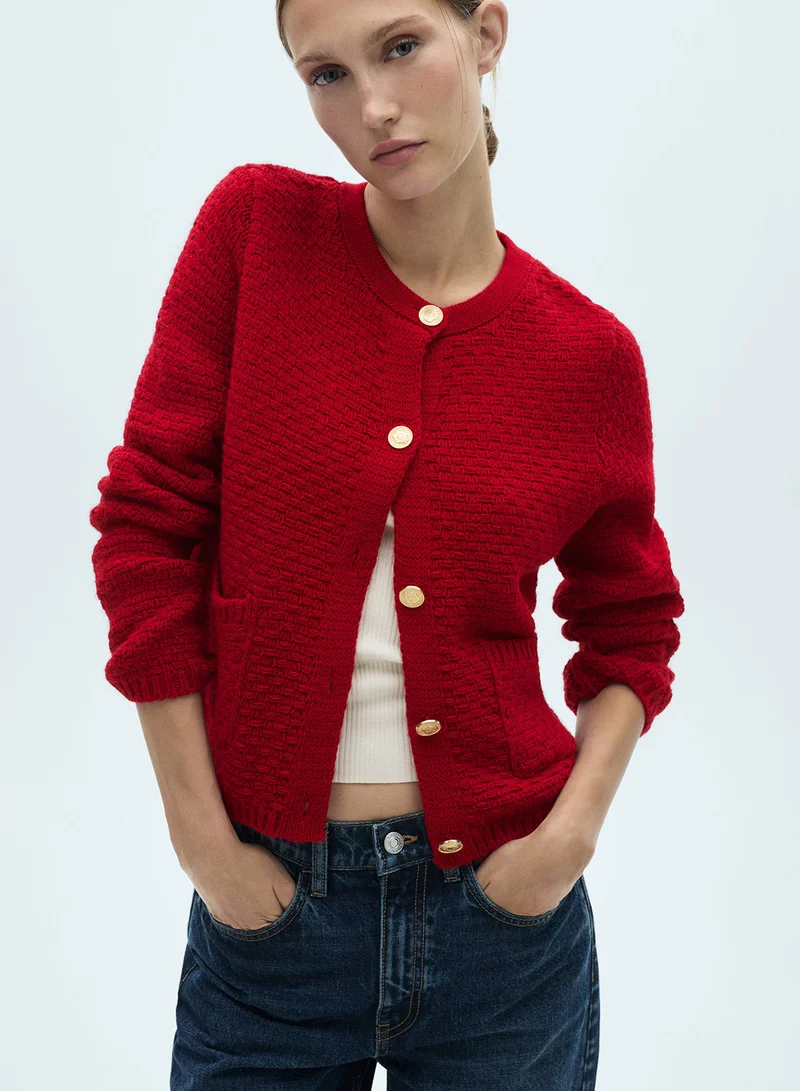 MANGO Button Knit Cardigan