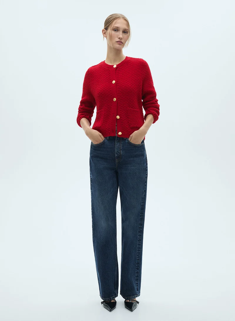 MANGO Button Knit Cardigan