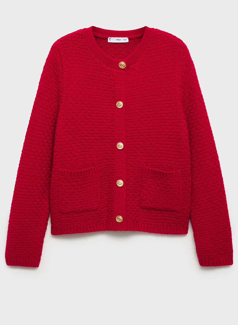 MANGO Button Knit Cardigan