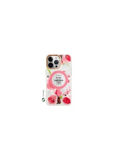 Case for Apple iPhone 14 PRO MAX Floral Design Fashion Flower Compatible with MagSafe & Wireless Charging Cover PINK