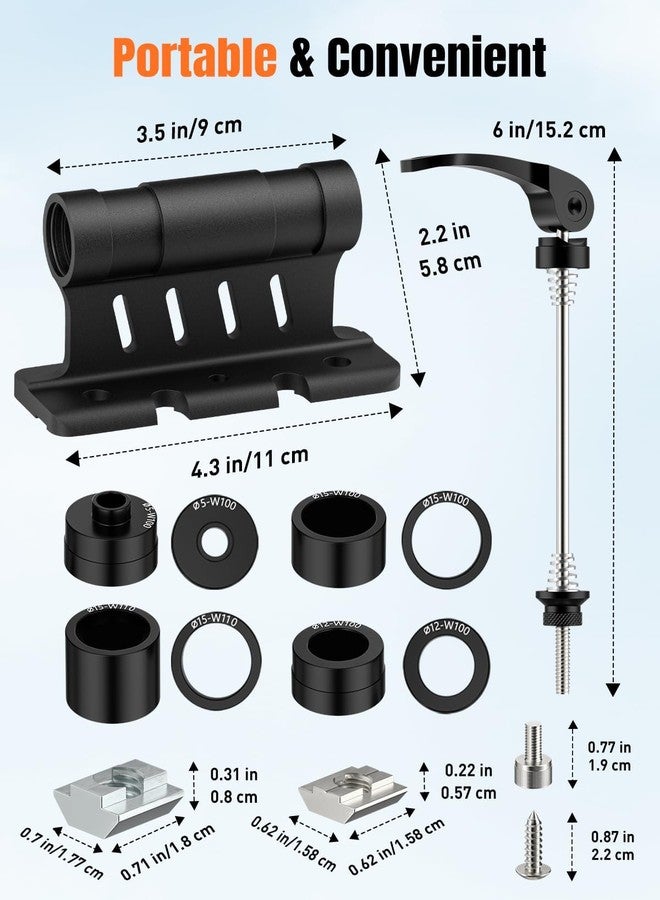Pawfly Bike Fork Mount Block, Upgraded Quick Release Fork Mount, Aluminum Alloy Bike Mount Bicycle Front Fork Mount, Quick Release Thru Axle with 4 Adapters, Car Roof Mount Rack for SUV Truck Van - Image 3