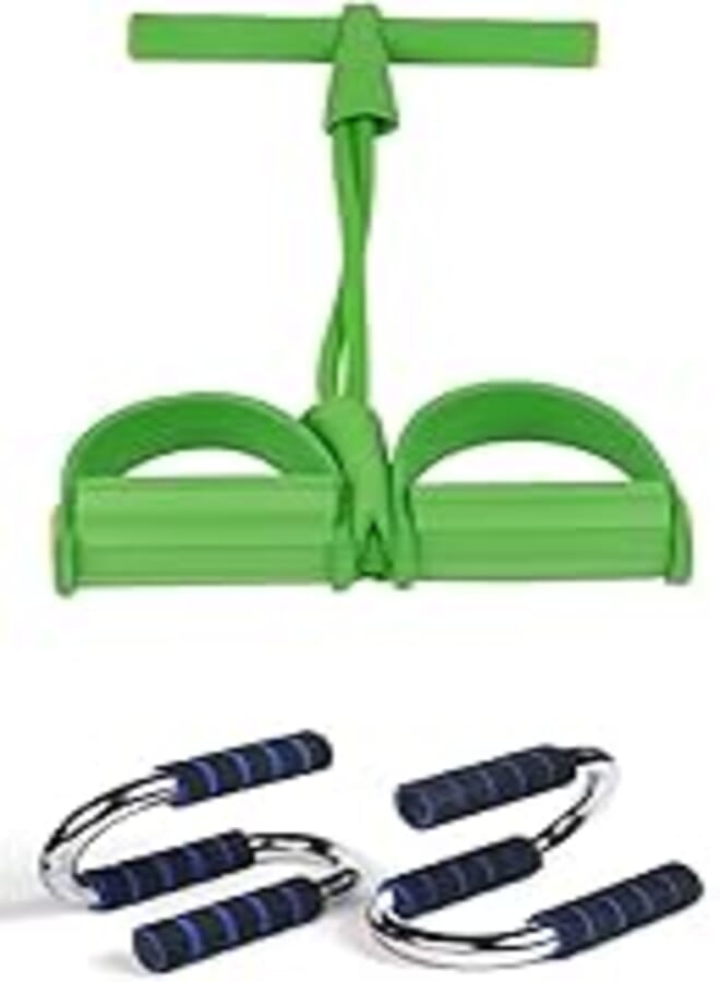 Generic Sport Band for Strengthing Abdomen and Arms, Green, MF086-G and Hand grips for push-ups, MF040-Blue 