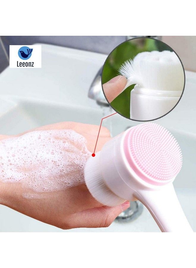 Leeonz 2 In 1Ultrasoft Facial Cleansing Brush For Washing Face Manual Skin Exfoliating Massaging Pore Exfoliating For All Skin Types (Pink) - Image 4
