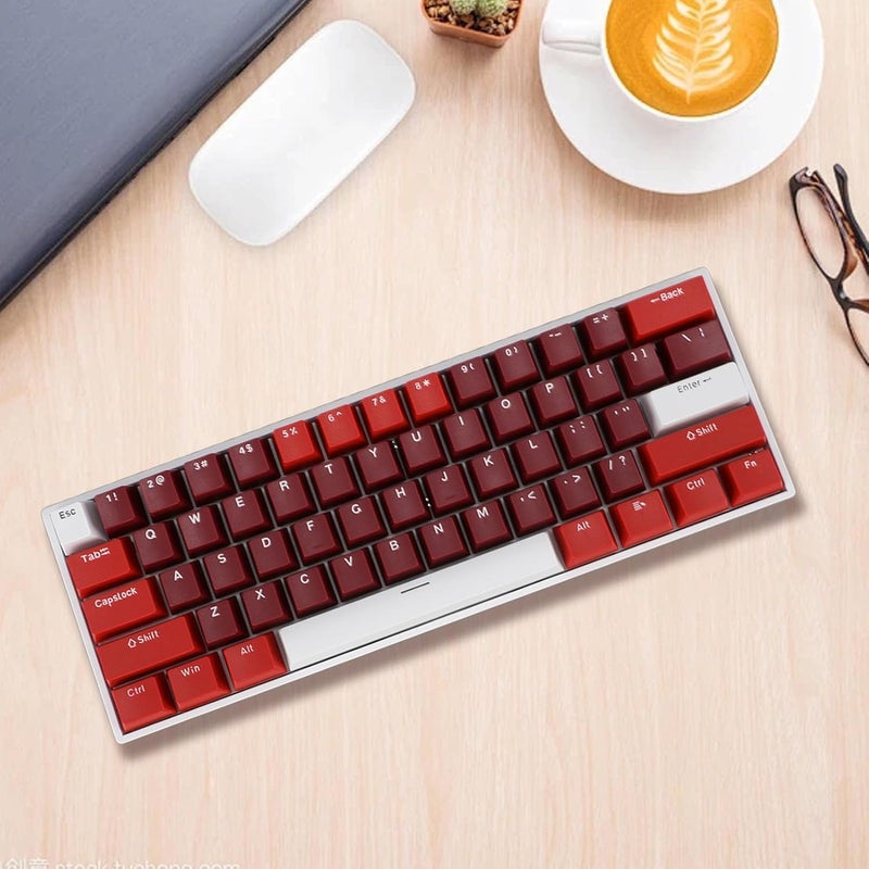 لوحة مفاتيح ميكانيكية بـ 61 مفتاحًا مع مفتاح أحمر، لوحة مفاتيح لعب مضيئة بتقنية RGB متصلة بالكابل، تصميم مدمج بنسبة 60% من مساحة اللوحة، متوافقة مع منفذ USB C، تصميم مريح للاستخدام في المكتب أو الكمبيوتر المنزلي. - Image 3