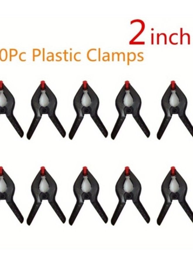 10pcs Black Heavy Duty Plastic Spring Clamps 2 Inch Jaw Non Slip Grip - Image 5