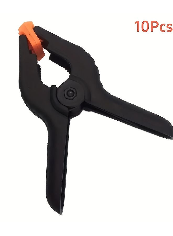 10pcs Black Heavy Duty Plastic Spring Clamps 2 Inch Jaw Non Slip Grip - Image 1