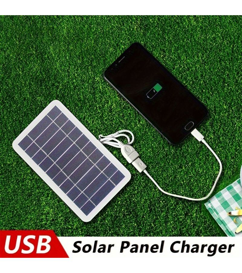 1 Pc USB Solar Panel For Outdoor Travel Camping Solar Driven With Female To Male USB Compatible With Mobile Phone Power Bank Flashlight Fan - Image 2