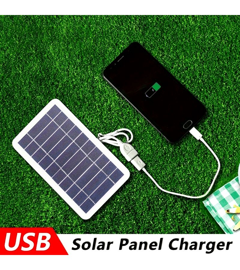 1 Pc USB Solar Panel For Outdoor Travel Camping Solar Driven With Female To Male USB Compatible With Mobile Phone Power Bank Flashlight Fan - Image 1