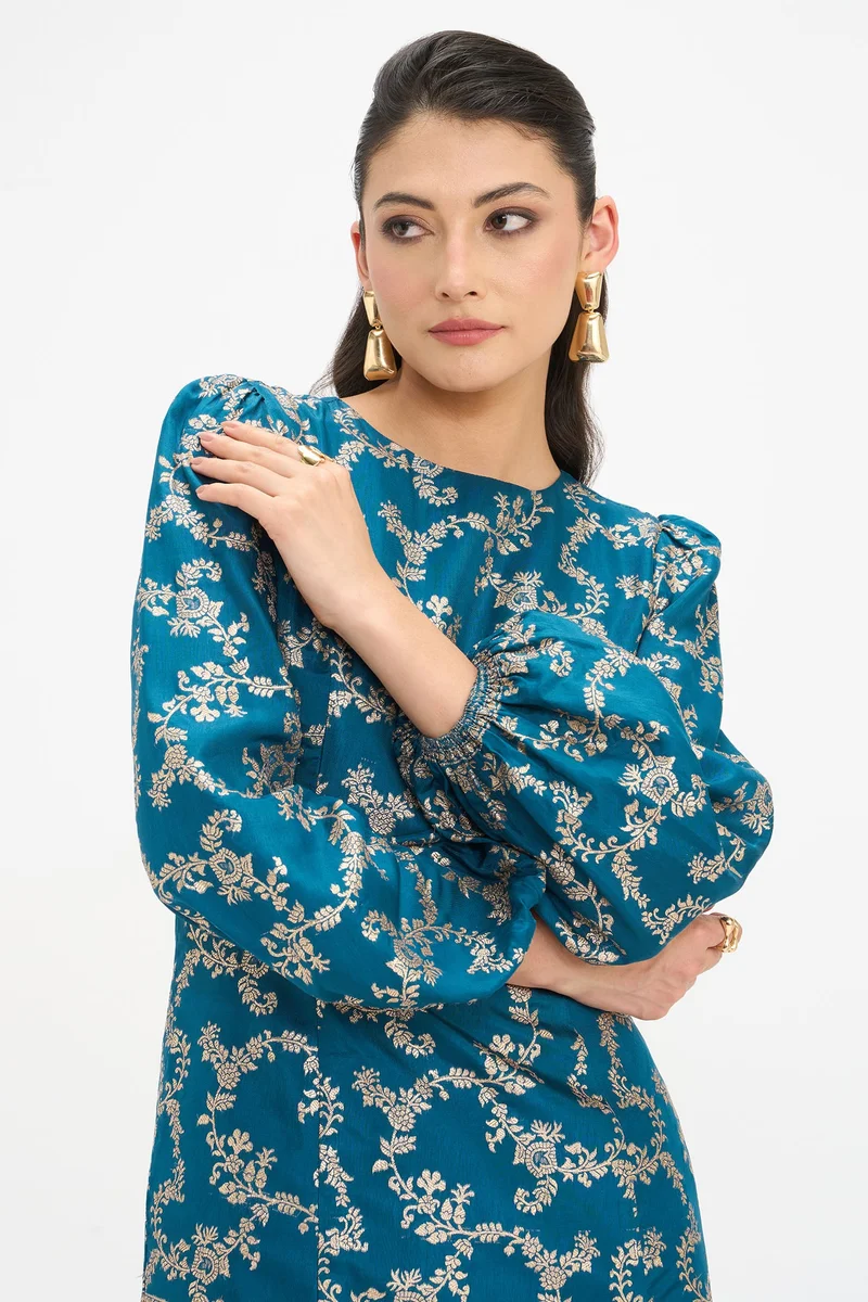 Virgio  Ethnic Motifs Viscose Baloon Sleeve Mini Dress for Women for Women | Best Price UAE