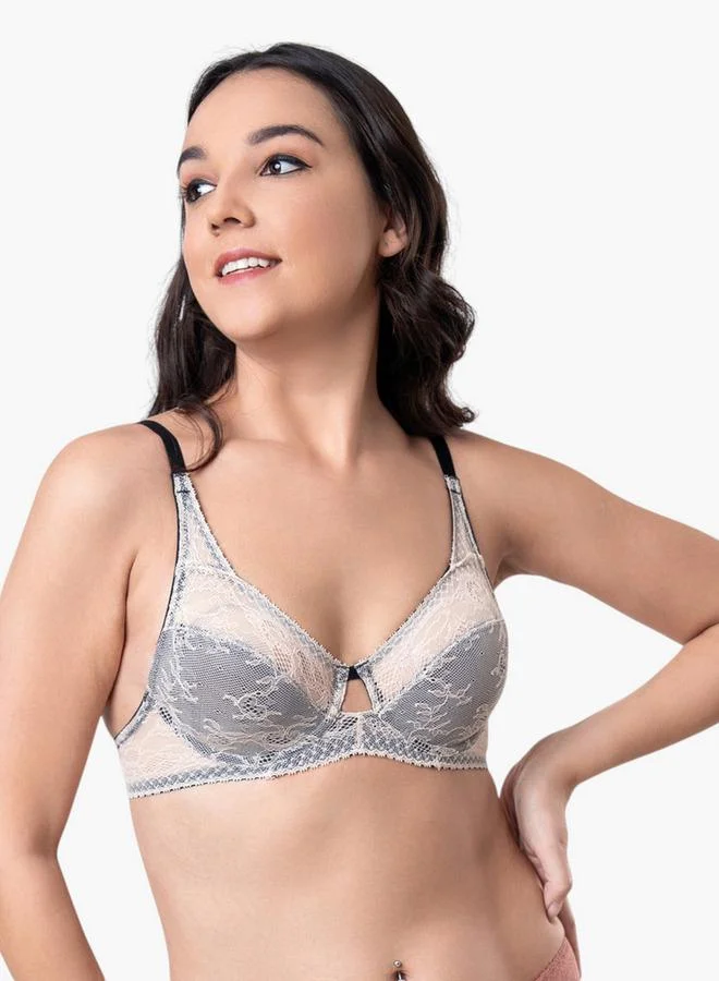 Aadaraya Aadaraya Lace Detail Bra with Hook and Eye Closure