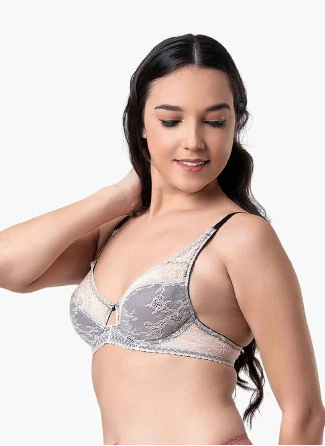 أدريا Wired Non Padded Lace Bra For Female