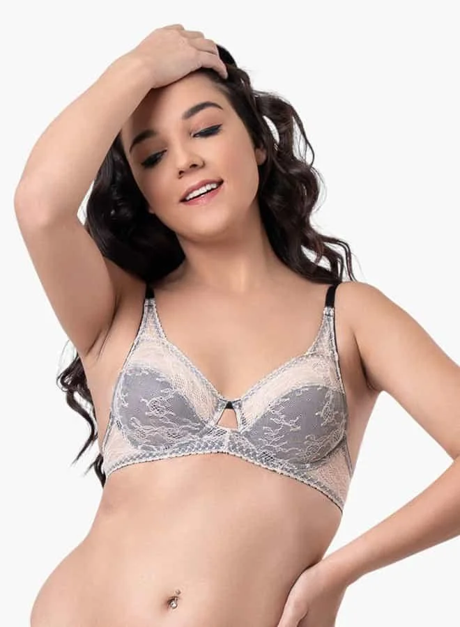 Aadaraya Aadaraya Lace Detail Bra with Hook and Eye Closure