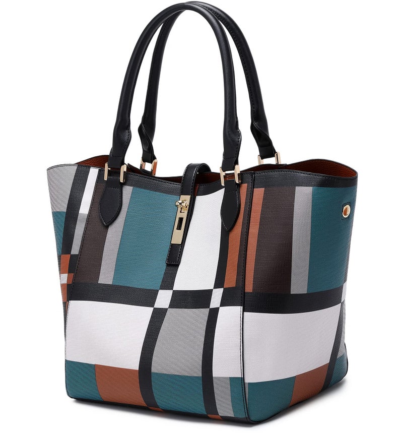 sqlp Large Work Tote Bag for Women Designer Purses and Handbags Big Bucket bags Ladies Travel Crossbody Purse blue check - Image 2