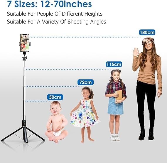 TARAVEE 67-Inch Extra-Long Bluetooth Selfie Stick Tripod, Extendable Phone Stand with Reinforced Base, Wireless Selfie Stick for iPhone 13/14/15/16 Pro, GoPro, YouTube, Travel & Vlogging - Image 2