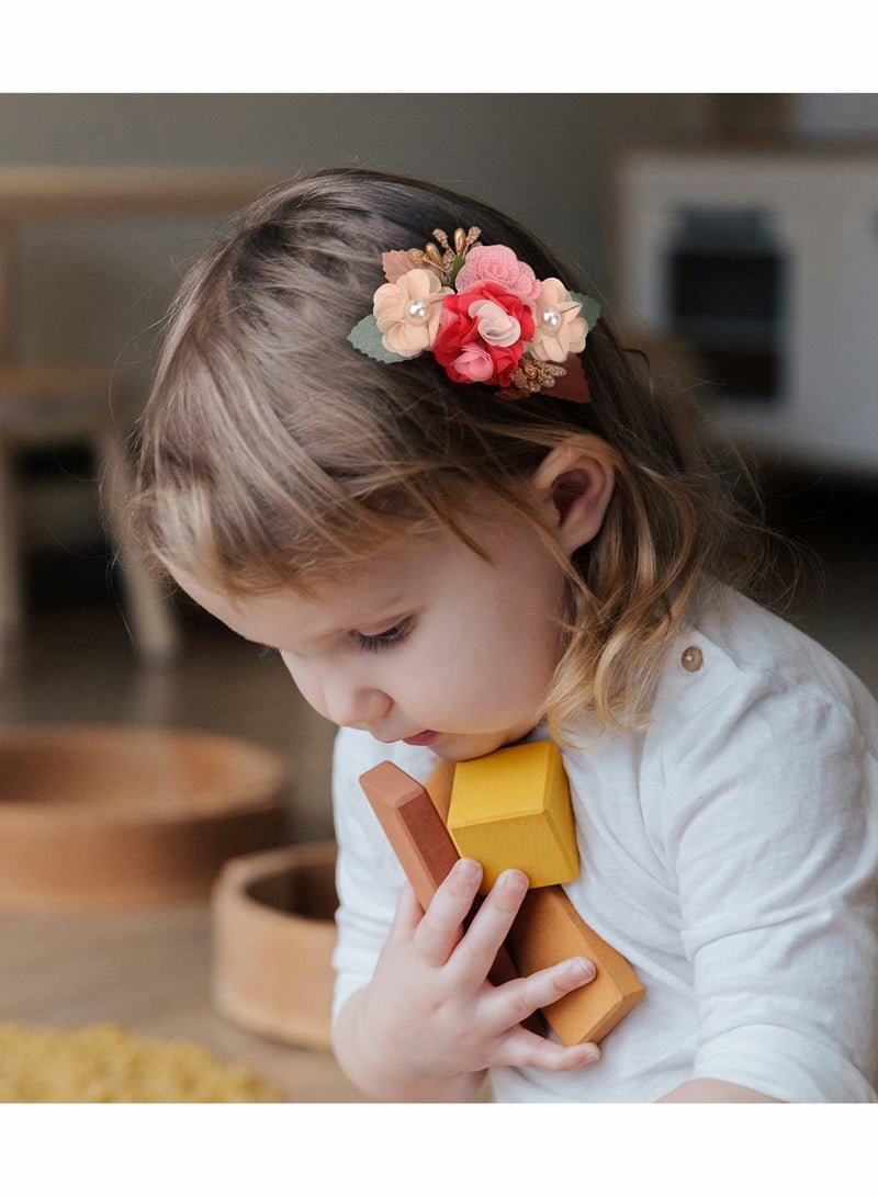 SOLARAE Flower Hair Clip Set for Baby Girls 6Pcs Delicate Floral Barrettes Hair Care Hair Bands Accessories Bows Hemming Clip for Newborn Infant Baby Toddles Teen Girl Gifts Six Flower Style - Image 3