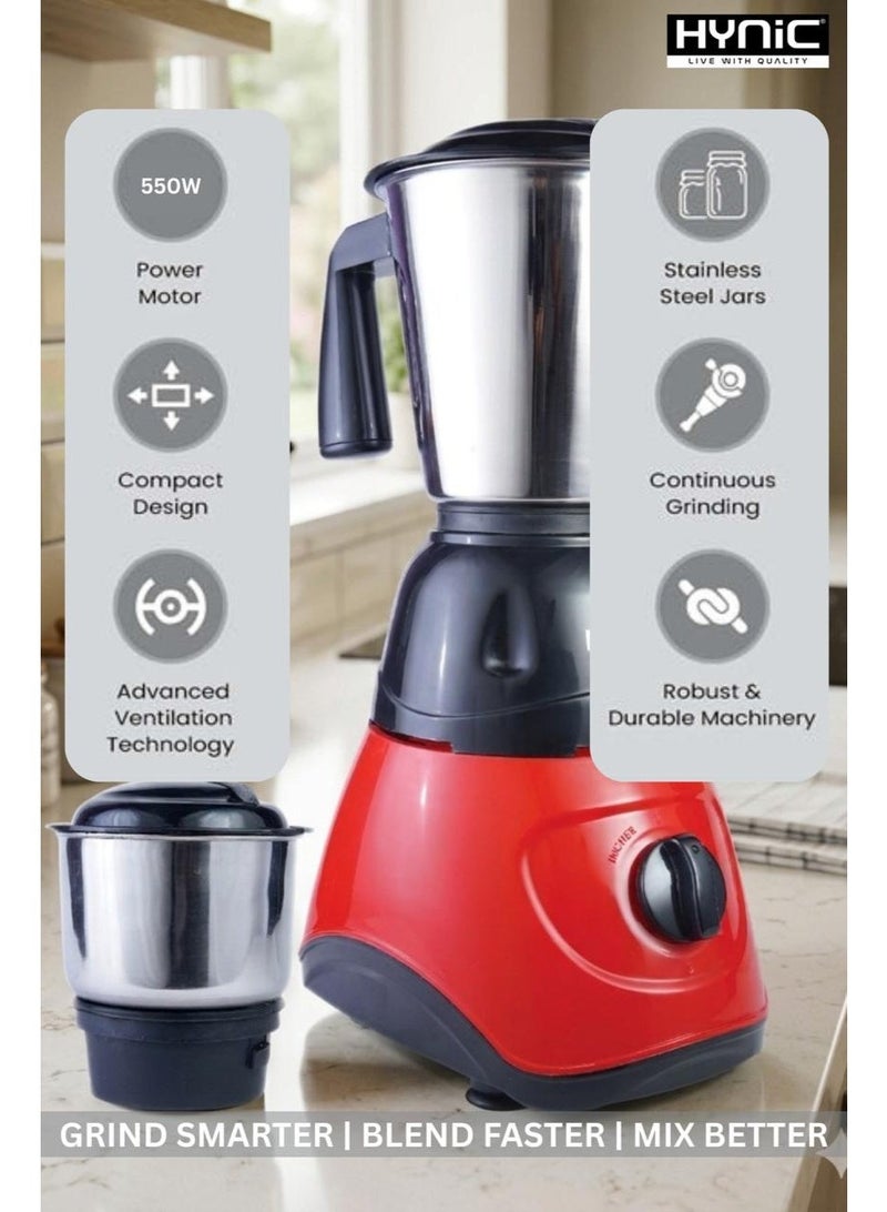 هاينك مطحنة خلاط ثقيلة 2 في 1 – محرك نحاسي بقوة 550 واط مع جرار من الفولاذ المقاوم للصدأ - Image 3