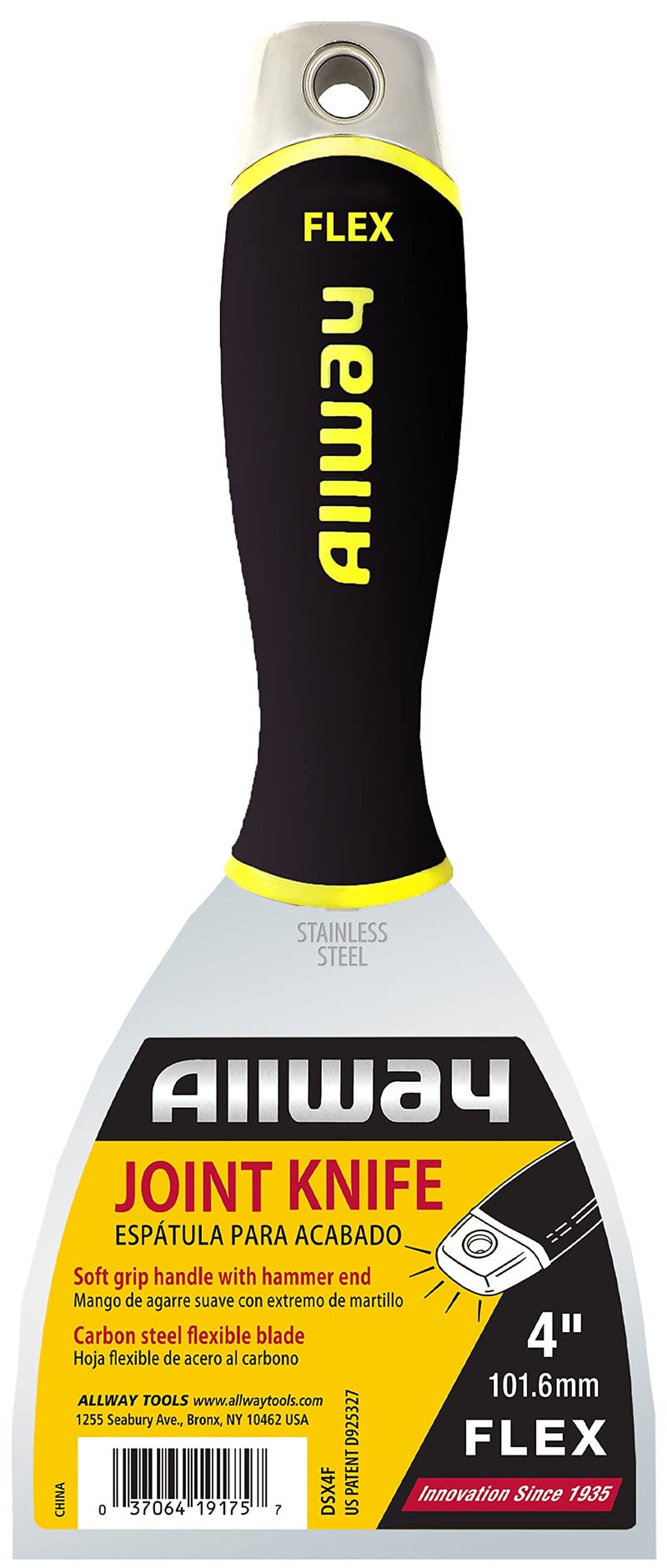 ALLWAY DSX4F Soft Grip Flex Taping Knife with Hammer End, 4" - Image 2