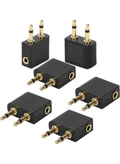 erorex 6 Pack Airplane Airline Flight Adapters For Headphones Golden Plated 3.5Mm Male To 3.5Mm Female Earphone Jack Headset Connector Adapter  - Image 1