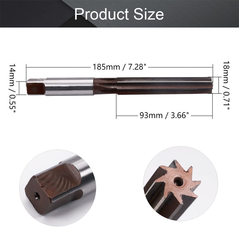 Utoolmart Hand Reamer, 18mm Chucking Reamer with Alloy Steel, H8 8 Straight Flutes 9Crsi Hand Milling Cutter Tool 1Pc - Image 2