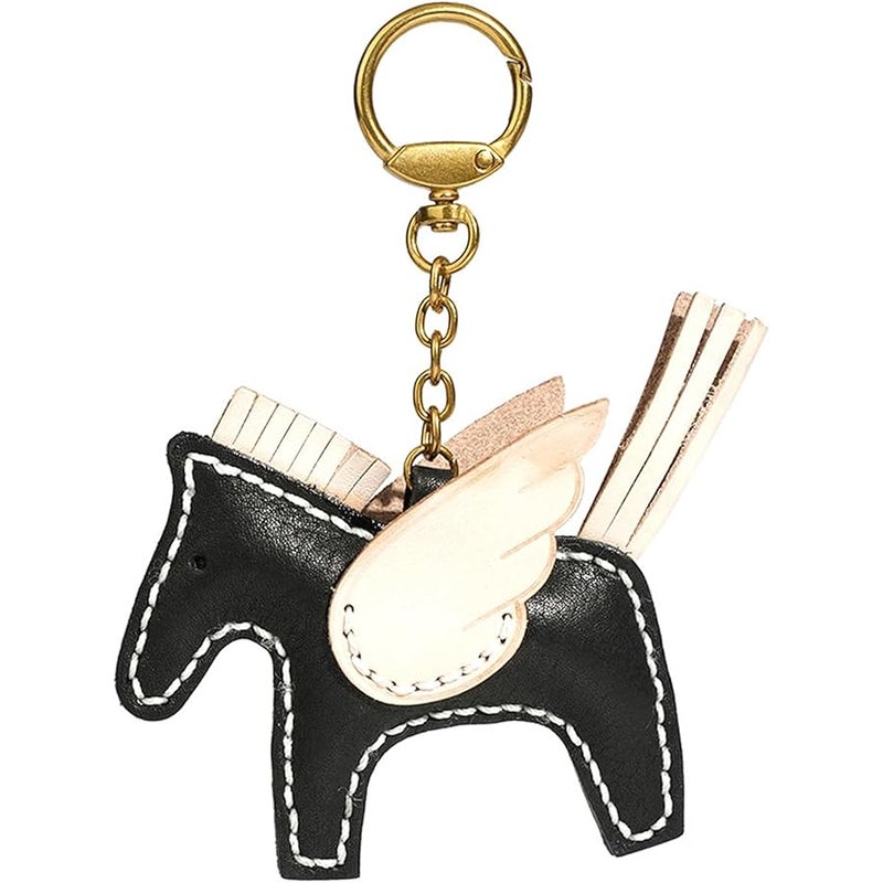 Yzikema Leather Horse Bag Charms Keychain-Handmade Genuine Leather Animals Bag Accessories Gift for Women Men and Kids - Image 1