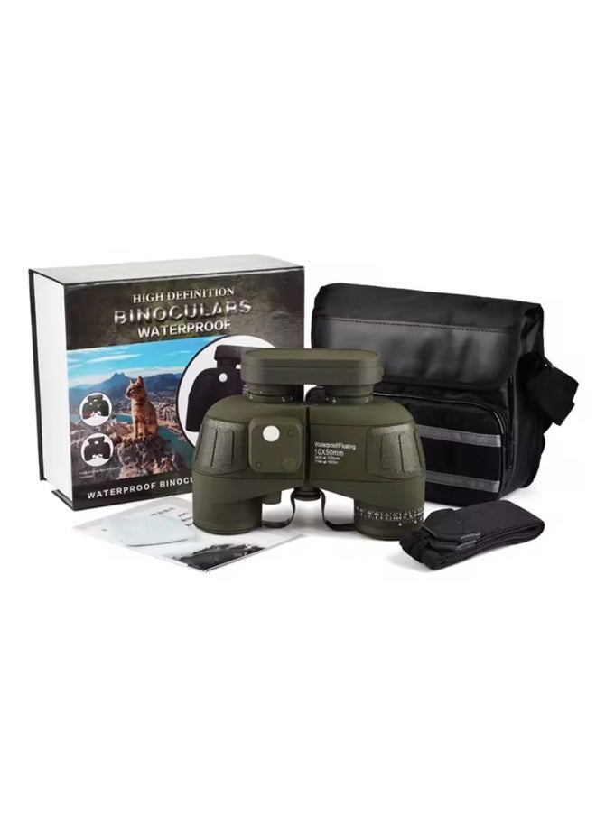 Generic - Binoculars 10×50, waterproof and moisture-resistant, with minimal internal light glare, equipped with a reticle scale and a range-finding compass. - Image 1
