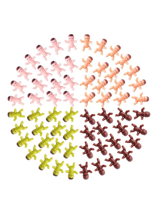 Lamoutor 200 Pieces Mini Plastic Babies Mixed Race For Baby Shower Party Favor Supplies Ice Cube Game Party Decorations 1 Inch ( Dark Brown, Latin, Pink, Green ) - Image 1