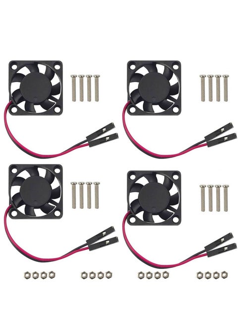 4 PCS Raspberry Pi 4 Fan, Raspberry Pi Cooling Fan Brushless 3.3V 5V DC Silent Fan for Raspberry Pi 4B / Pi 3B+ / RetroFlag NESPI Enclosure (30mmx30mmx7mm) (Black)