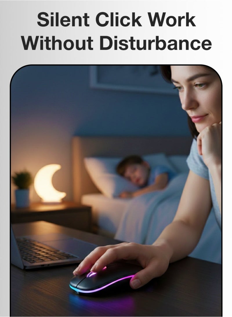 glassology Rechargeable Dual Mode Wireless-Bluetooth Mouse with Silent Clicks & Adjustable DPI - Image 3