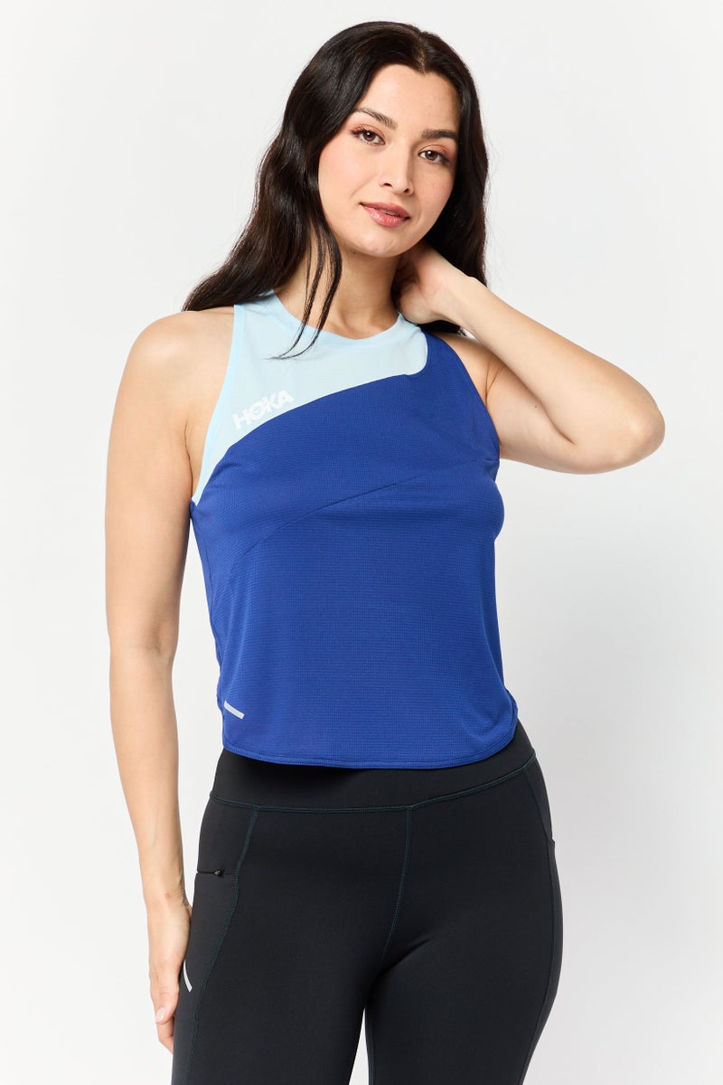 Hoka Women Sportswear Fit Sleeveless Training Tank Top, Bue  - Image 1