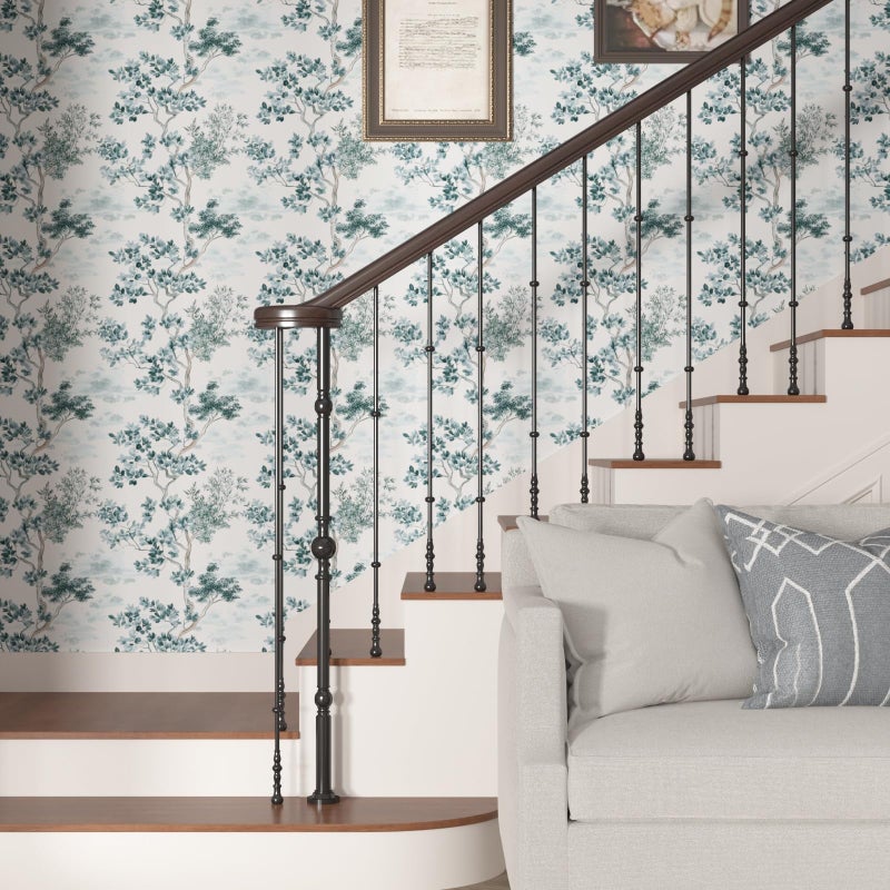VOLEAAR Watercolor Olive Tree Peel and Stick Wallpaper, Nature Leaf Botanical Mediterranean Style Removable Contact Paper for Bedroom Cabinet Stair, Boho Mural Wall Art Decor 17.5In x 118In Blue Green - Image 5