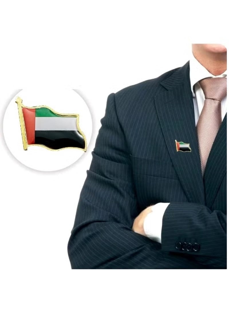 10 قطع من شارات دبابيس علم الإمارات العربية المتحدة - دبابيس تذكارية معدنية فاخرة لليوم الوطني مع حواف ذهبية، مقاس 1 بوصة × ¾ بوصة، مثالية للمناسبات والهدايا والاحتفالات - Image 2