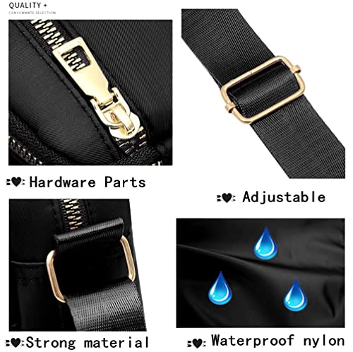 DIHKLCIO Nylon Crossbody Bags for Women Purses and Handbags Women's Casual Messenger Bags Waterproof Black Crossbody Purse (black) - Image 3