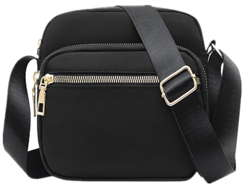 DIHKLCIO Nylon Crossbody Bags for Women Purses and Handbags Women's Casual Messenger Bags Waterproof Black Crossbody Purse (black) - Image 1