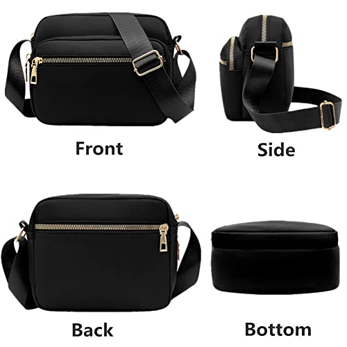 DIHKLCIO Nylon Crossbody Bags for Women Purses and Handbags Women's Casual Messenger Bags Waterproof Black Crossbody Purse (black) - Image 2