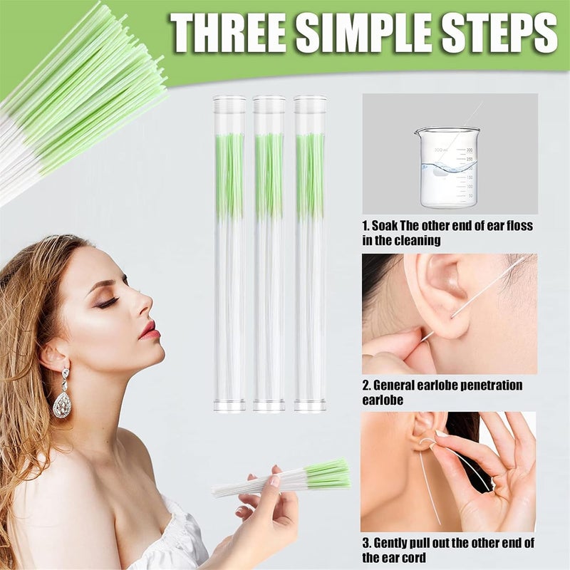 Bukela 180 Pieces Earrings Hole Cleaner, Ear Hole Floss Earrings Hole Cleaner, Disposable Ear Floss, Ear Care Cleaner Piercing, Ear Piercing Care Cleaning Tool for Women or Men - Image 3