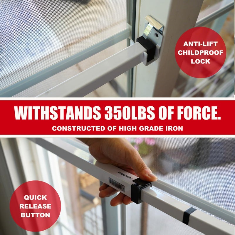 Security Man Sliding Door Security Bar-Child Proof Sliding Door Lock Bar with Anti Lift Lock - Fits Most Doors & Windows - Adjustable Patio Door Security Bar (18.75"- 51.1") - White - Image 5