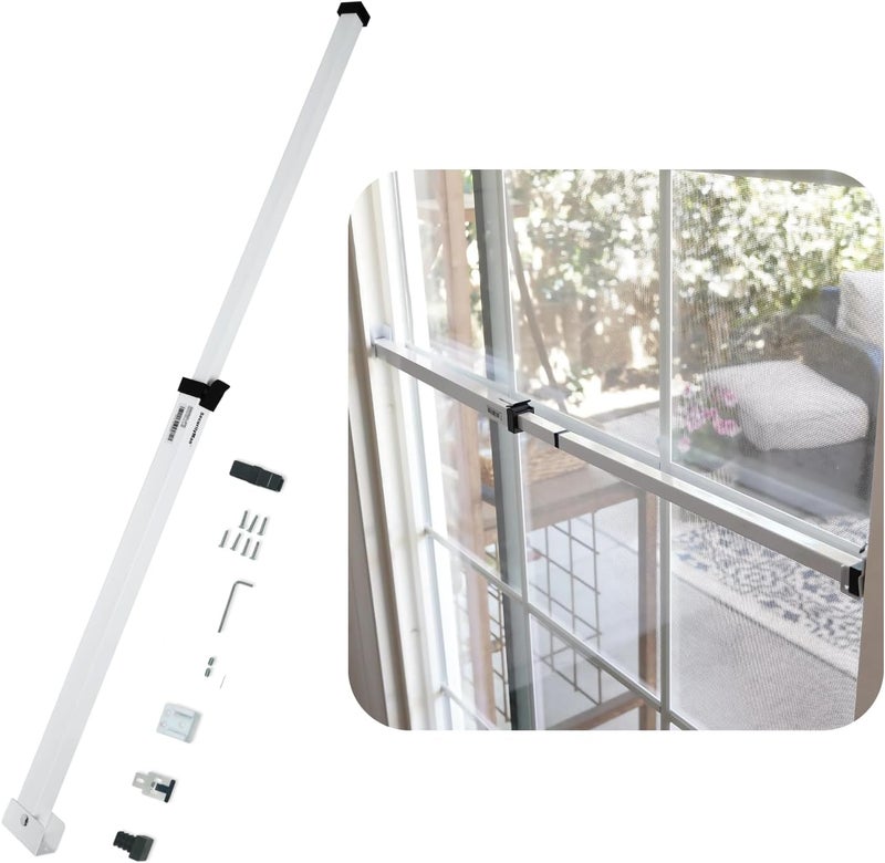 Security Man Sliding Door Security Bar-Child Proof Sliding Door Lock Bar with Anti Lift Lock - Fits Most Doors & Windows - Adjustable Patio Door Security Bar (18.75"- 51.1") - White - Image 1