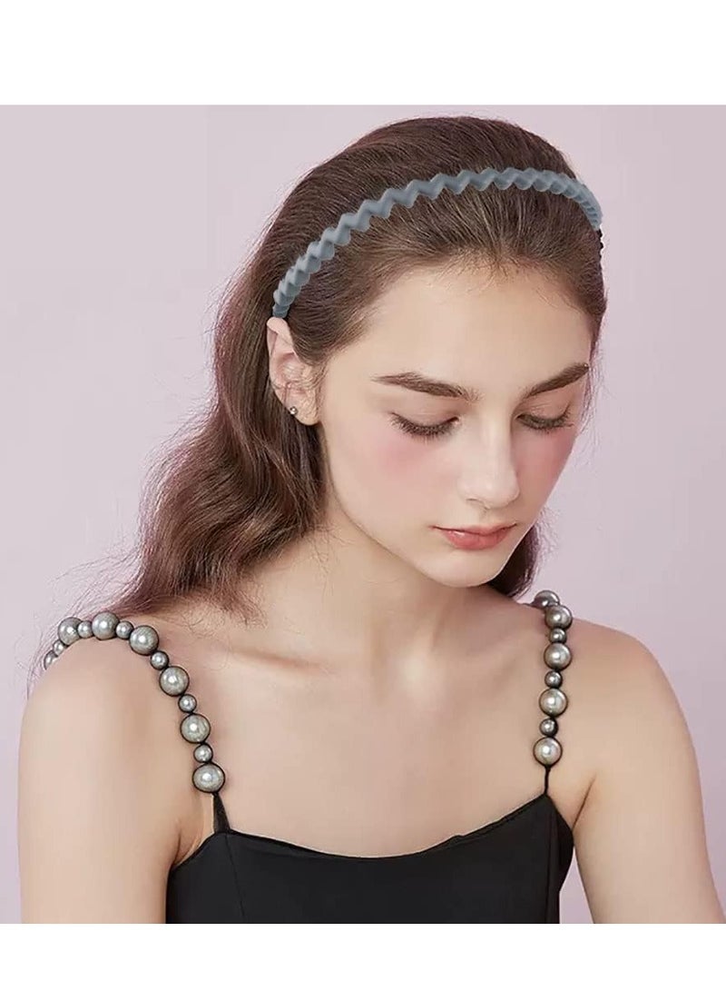 SYOSI 10 PCS Plastic Headbands Wide Head with Teeth, Non Slip Fashion Effortless Comb Skinny Hair for Women Men Teen Girls, Long Morandi - Image 4