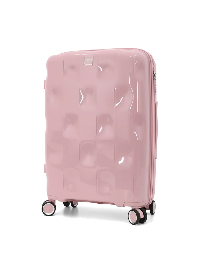 امريكان فلاير American Flyer 3-Piece Hardside Spinner Luggage Set - Glossy Pink with Textured Dent Design