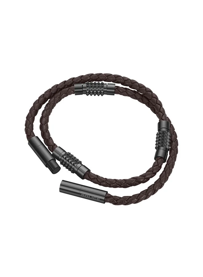 POLICE Kingpins Bracelet For Men Stainless Steel With Brown LeatherPEAGB0005429